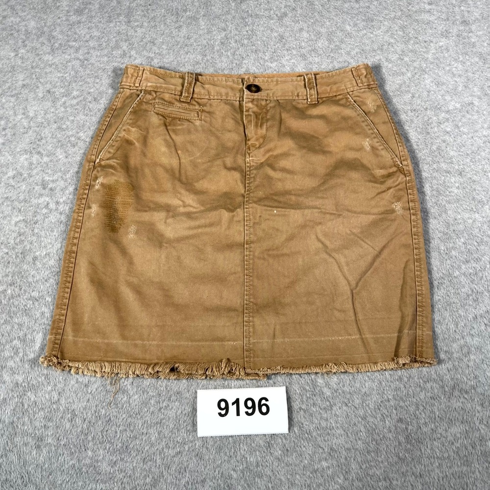 Old Navy Mini Skirt Womens 2 Brown Denim Cotton Distressed Frayed‎ Hem Casual